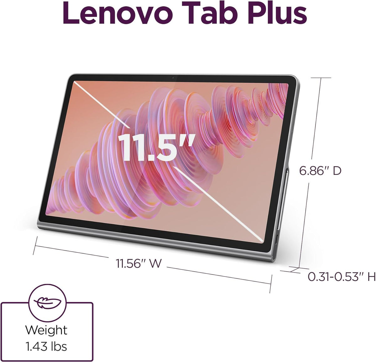 Lenovo Tab Plus - 2024 - Tablette tactile multimédia haut de gamme - 8 haut-parleurs JBL® - Écran tactile LCD 2K de 11,5 pouces - 8 Go de mémoire - 128 Go de stockage - Processeur MediaTek™ Helio G99 - Étui folio inclus - Gris lunaire