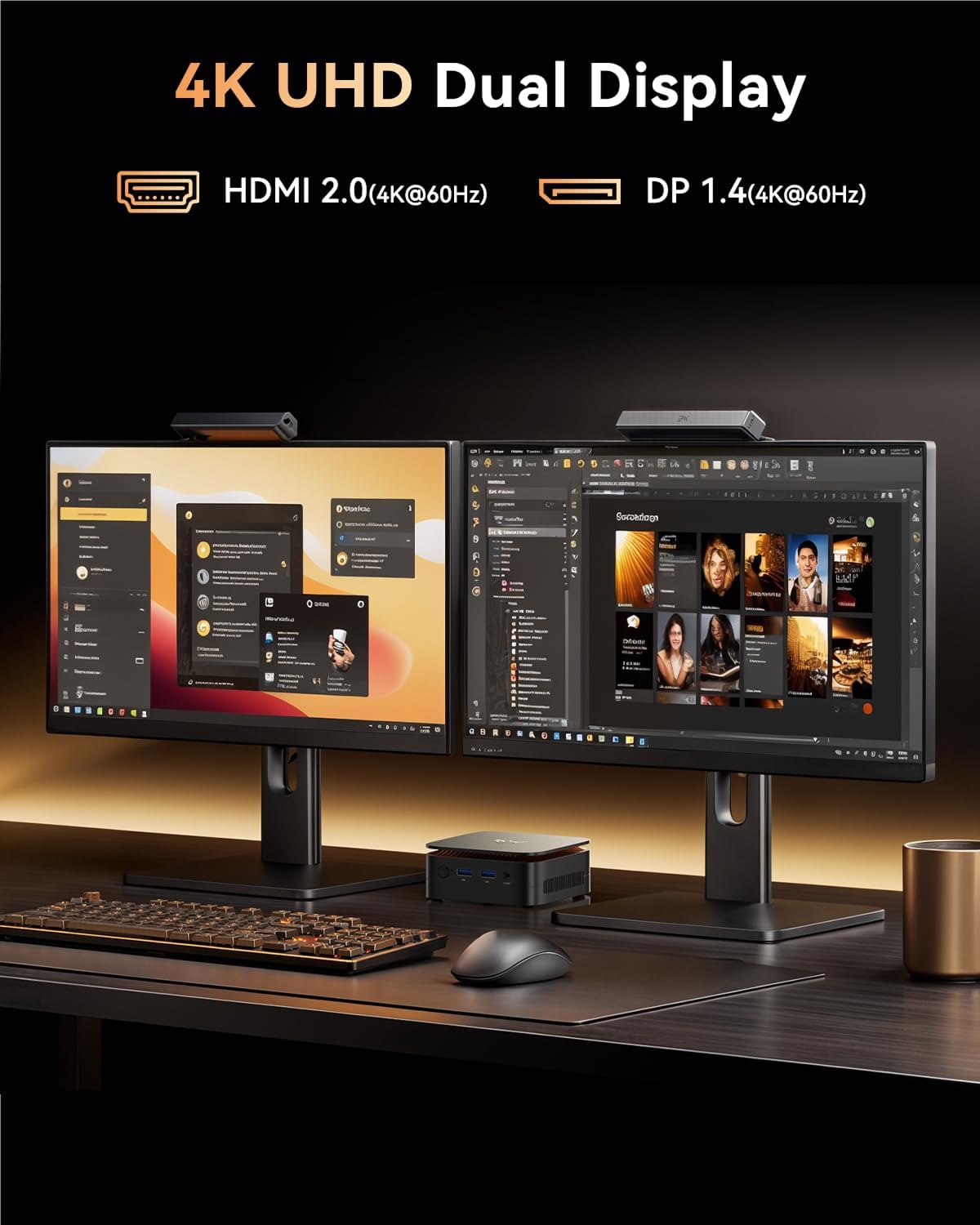 Mini-ordinateur KAMRUI Essenx E1 doté de processeur N95, 12 Go de RAM LPDDR5 et SSD M.2 de 256 Go. Mini PC au format compact compatible double Wi-Fi 4K, Ethernet et Bluetooth. adapté à les entreprises.