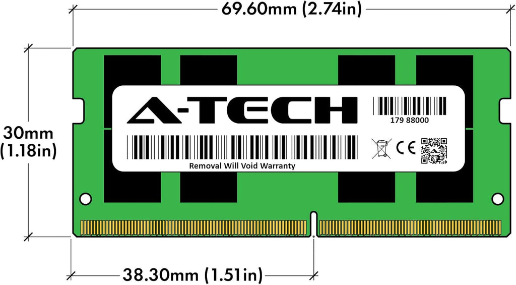 Module de mémoire RAM A-Tech 16 Go DDR4 2666 MHz PC4-21300 (PC4-2666V) CL19 SODIMM 1,2 V 260 broches non-ECC pour ordinateur compact portable.