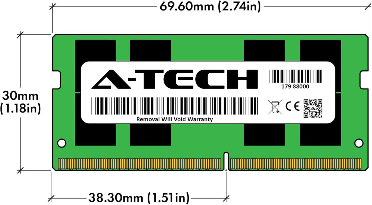 Module de mémoire RAM A-Tech 16 Go DDR4 2666 MHz PC4-21300 (PC4-2666V) CL19 SODIMM 1,2 V 260 broches non-ECC pour ordinateur compact portable.