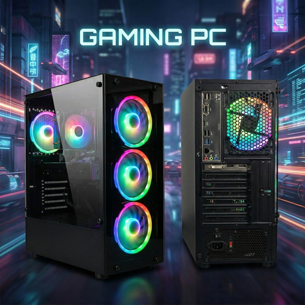Ordinateur de bureau gaming STGAubron : processeur Intel Core i7-6700 allant jusqu'à 4 GHz, carte graphique GeForce RTX 2060S 8 Go, 32 Go de RAM DDR4, SSD de 1 To, Wi-Fi 6, Bluetooth 5.0, 4 ventilateurs RGB, Windows 11 Famille.