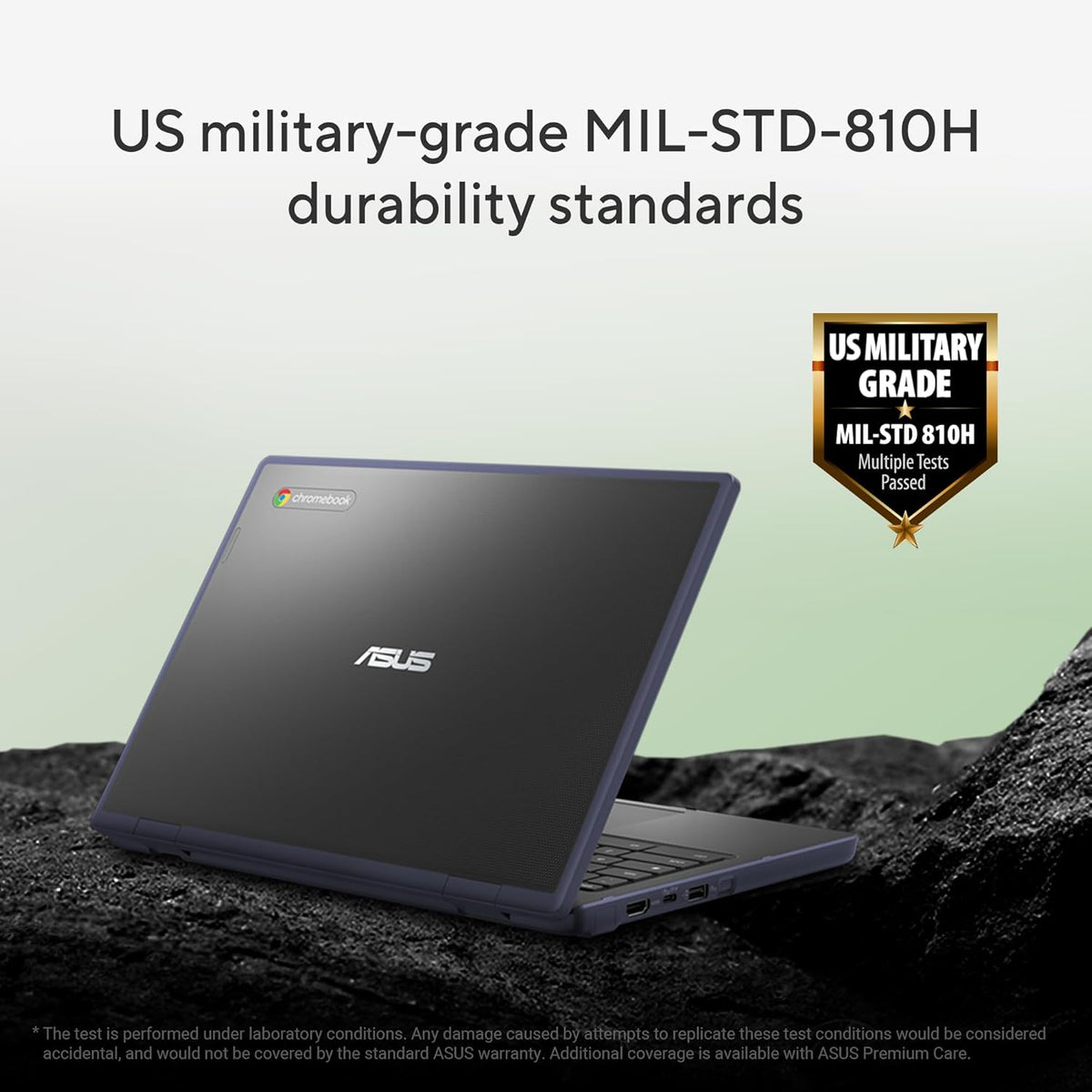 Chromebook ASUS CR11, ordinateur compact portable renforcé, écran 11,6", processeur Intel N100, 4 Go de RAM, 64 Go de stockage eMMC, protection antimicrobienne, clavier résistant aux éclaboussures, gris minéral CR1104CGA-AS44