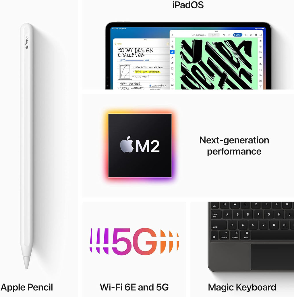 Apple iPad Pro 6e génération (12,9 pouces, Wi-Fi, 128 Go) - Argent (Reconditionné Premium) pratique