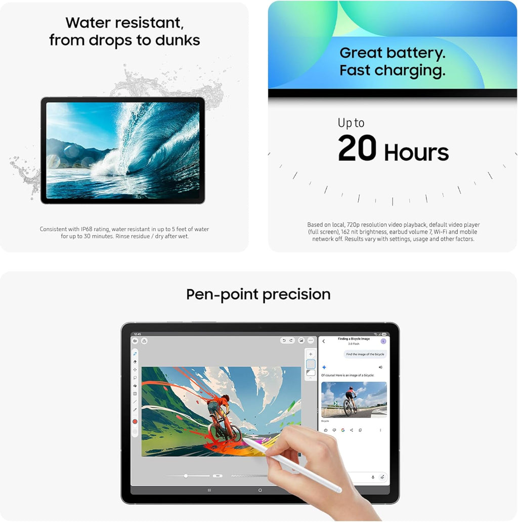 SAMSUNG Galaxy Tab S10 FE 128 Go WiFi Android Tablette tactile Grand écran Longue autonomie Processeur puissant S Pen Stockage extensible Version US 2025 Gris (Reconditionné)