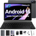Tablette tactile Android 15 11 pouces (mise à jour 2026) - 16 Go de RAM, 128 Go de ROM (extensible jusqu'à 1 To), Wi-Fi 5G, double caméra 21 Mpx, processeur octa-core MTK8786, Gemini AI 2.0. Livrée avec clavier, souris, film protecteur et étui (gris)