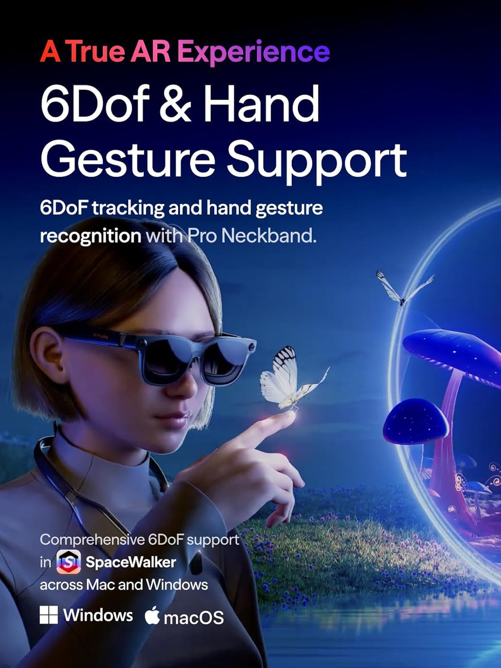 Lunettes VITURE Luma Ultra AR/XR 152'', compatibilité 6DoF complète, gestes de la main en réalité augmentée, champ de vision de 52°, luminosité de 1500 nits, compatibles iPhone 17/16/15, Android, Mac et PC. Switch et Switch 2 : première conversion 2D