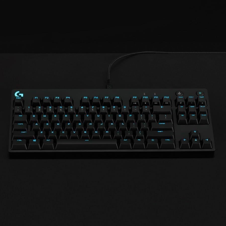 Clavier de jeu mécanique Logitech G PRO, format ultra-facile à transporter sans pavé numérique, câble micro USB détachable, touches rétroéclairées RVB LIGHTSYNC 16,8 millions de couleurs