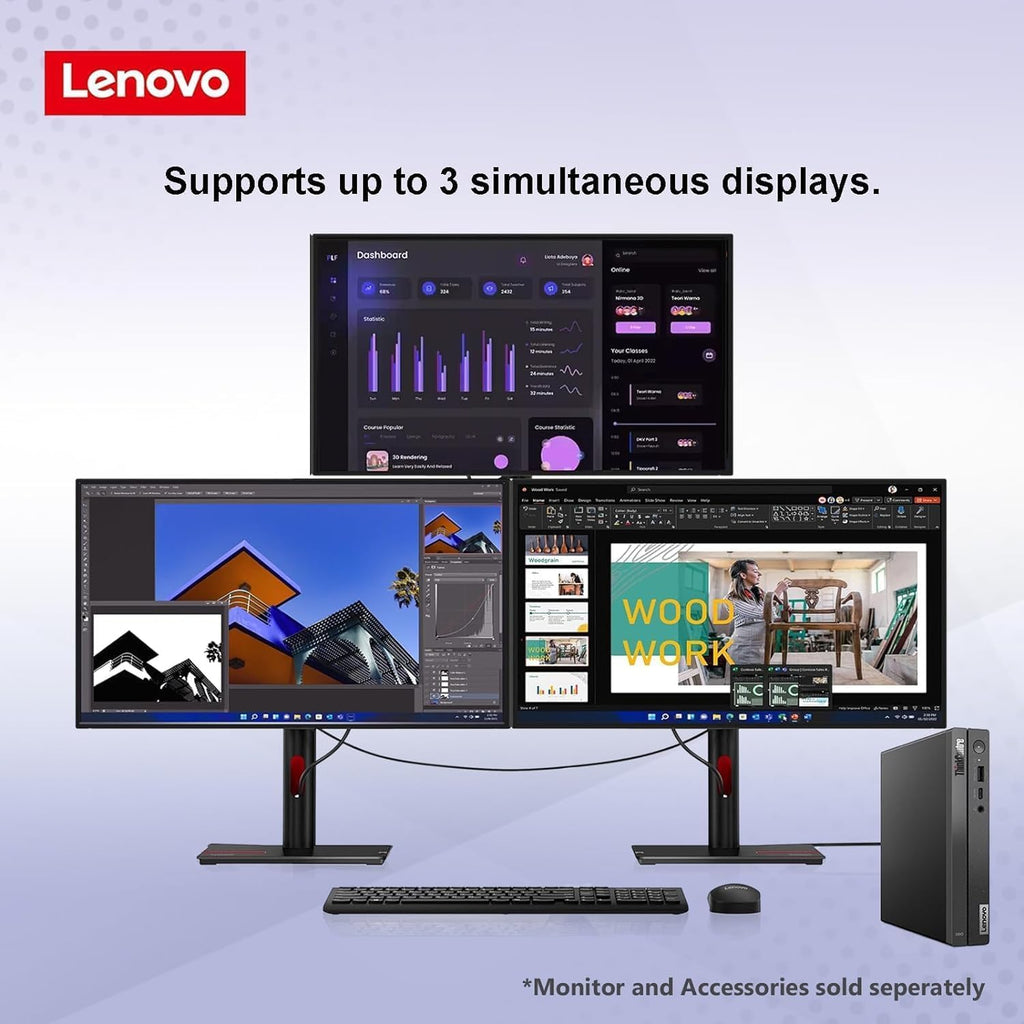 Ordinateur de bureau ultra-au format compact Lenovo ThinKCentre neo 50q Gen 4 Tiny 1L pour professionnels, processeur Intel Core i5-13420H à 8 cœurs de 13e génération (supérieur au i7-1355U), 16 Go de RAM DDR4, SSD PCIe de 512 Go, 2 ports…