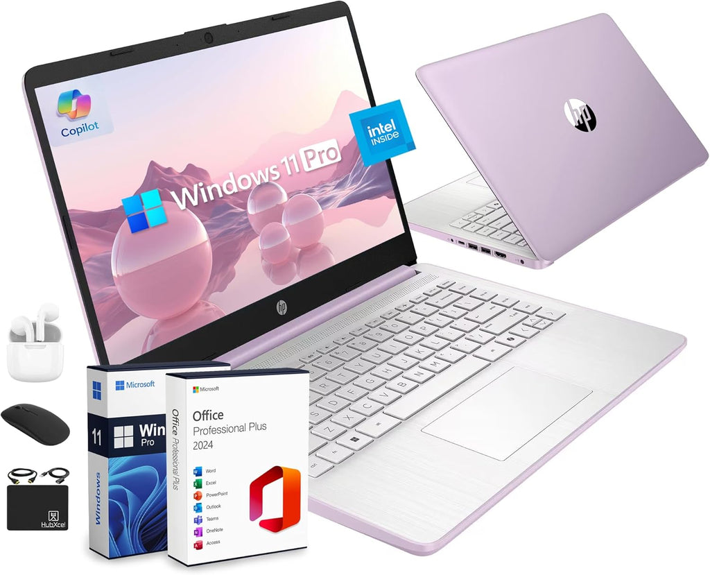 Ordinateur compact portable HP Ultrabook 14 pour le travail, les études et la maison (édition 2025), suite Microsoft Office et Windows 11 Professionnel à vie, processeur Intel quadricœur, 16 Go de RAM et 628 Go de stockage (128 Go UFS + 500 Go