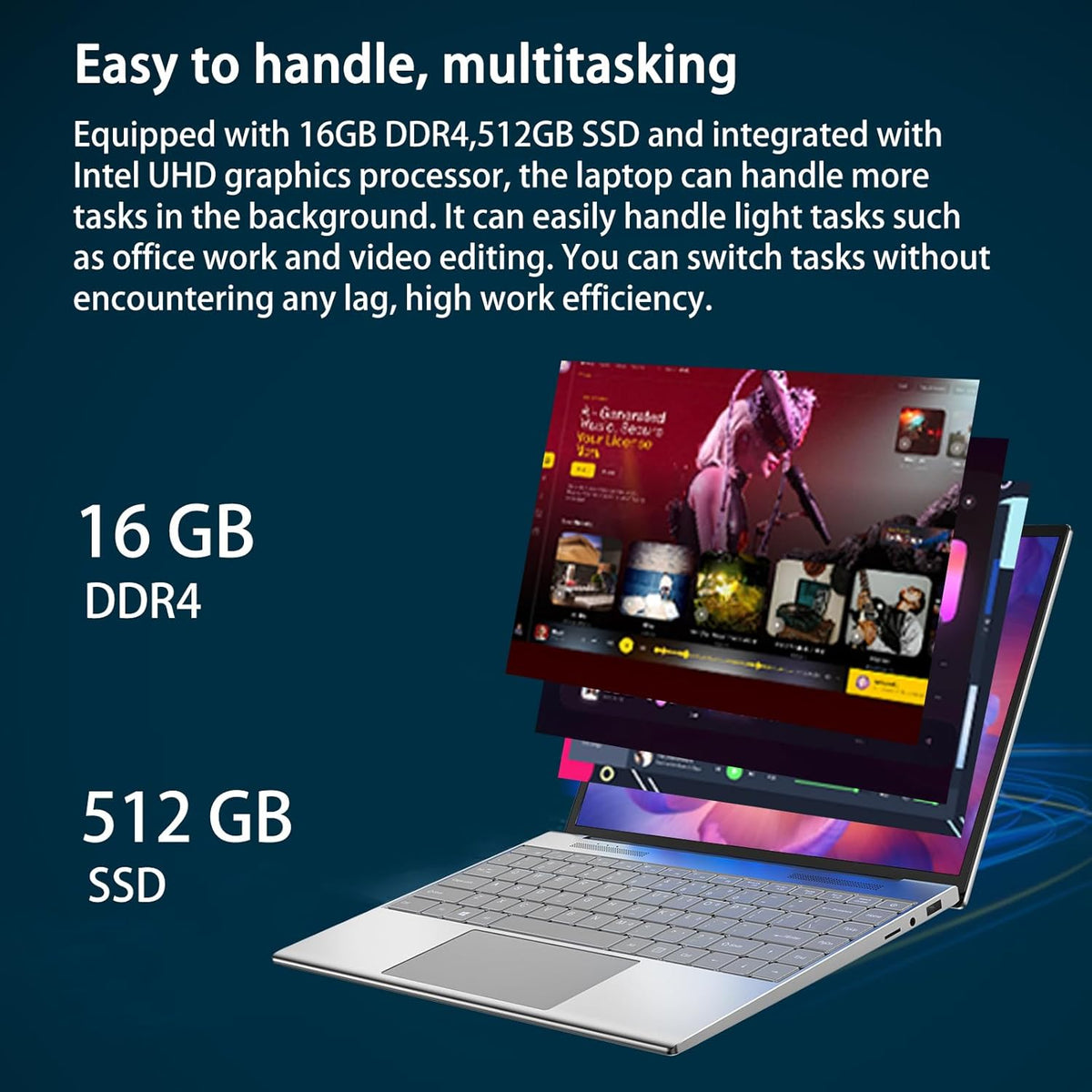 Ordinateur compact portable Morostron 13,5 pouces à écran tactile (16 Go de RAM, SSD de 512 Go), écran IPS 3K (3000 × 2000), processeur Celeron N5095 jusqu'à 2,9 GHz, clavier rétroéclairé, déverrouillage par empreinte digitale, Windows 11