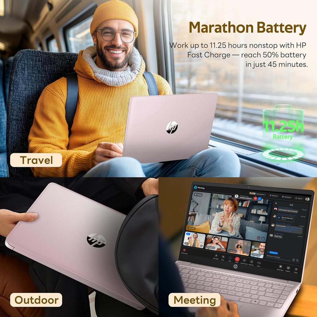 Ordinateur compact portable HP Stream 14 avec AI Copilot, modèle phare pour étudiants et professionnels, processeur Intel quadricœur de 13e génération, 4 Go de RAM, 1,12 To de stockage (128 Go UFS + station d'accueil de 1 To), Office 365, Windows 11