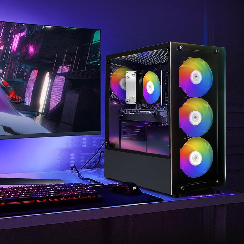 PC de bureau gaming STGAubron : processeur AMD Ryzen 5 2600 allant jusqu'à 3,9 GHz, carte graphique GeForce RTX 2060 6 Go, 16 Go de RAM DDR4, SSD 512 Go, Wi-Fi 600M, Bluetooth 5.0, 4 ventilateurs RGB, Windows 11 Famille
