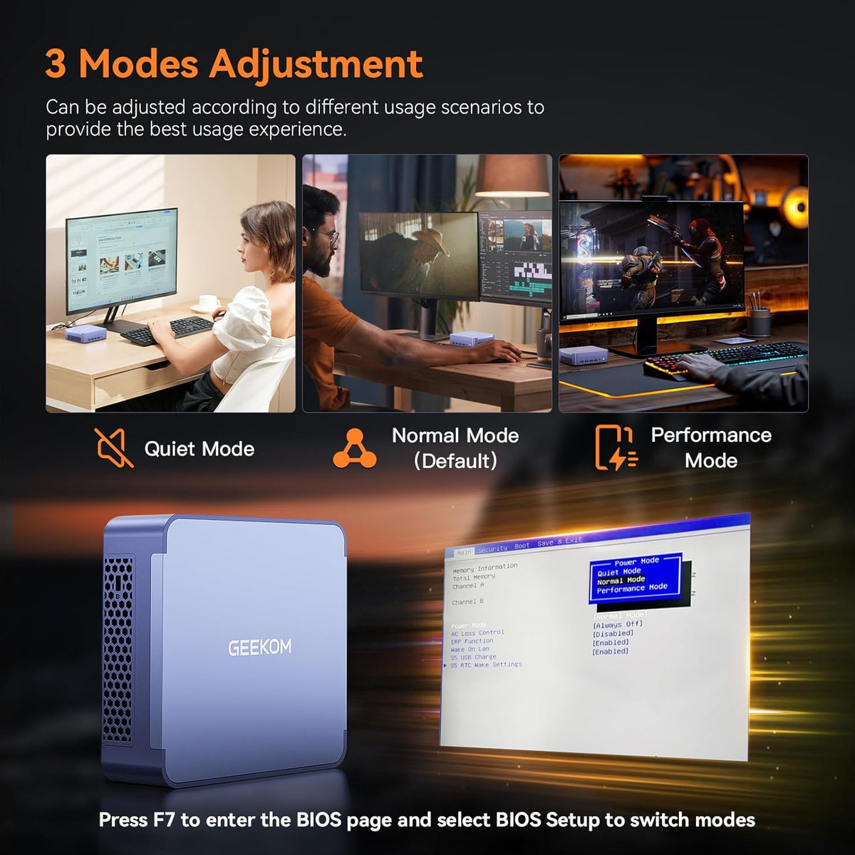 Mini PC GEEKOM AX8 Max doté de processeur AMD Ryzen 7 8745HS, double port LAN 2,5 GbE, 32 Go de RAM DDR5 (extensible), SSD NVMe de 1 To (extensible), carte graphique Radeon 780M, USB 4.0 (40 Gbit/s), prise en charge de quatre écrans, Windows 11 Pro…