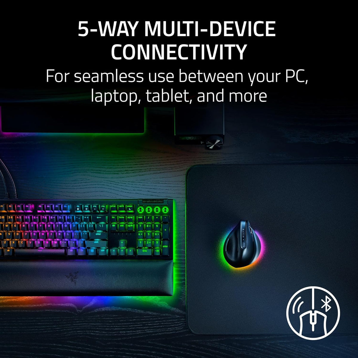 Souris verticale à connectivité sans fil Razer Pro Click V2 : Design ergonomique à 6 boutons - Aide intuitive en un clic - Compatible Windows et Mac - Connectivité multi-appareils via 2,4 GHz, Bluetooth ou USB-C doté de connectivité filaire…