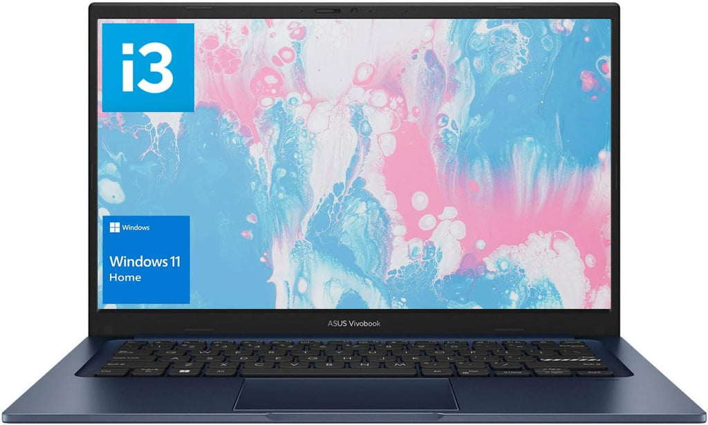 Ordinateur compact portable ASUS Vivobook 14 pouces, écran FHD, processeur i3-1215U, 16 Go de RAM, SSD de 512 Go, Wi-Fi 6, HDMI, webcam, pavé tactile, Windows 11 Famille, bleu