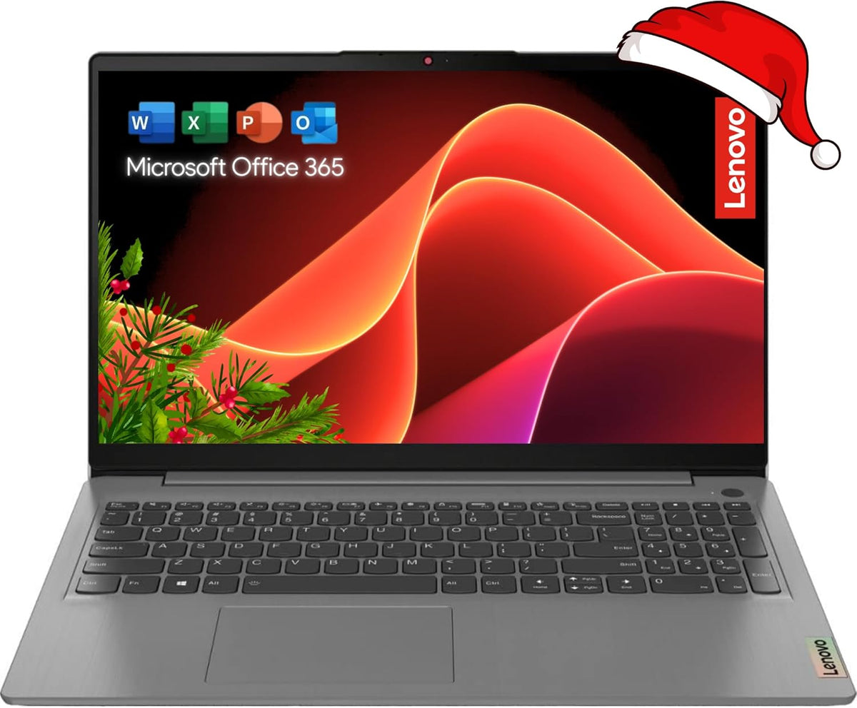 Ordinateur compact portable Lenovo à écran tactile avec abonnement Office 365 à vie pour le Web - IdeaPad 3i - Processeur Intel Core i3 - Écran Full HD 15,6" - 12 Go de RAM - SSD 256 Go - Bluetooth - Webcam - Windows 11 (sans souris)