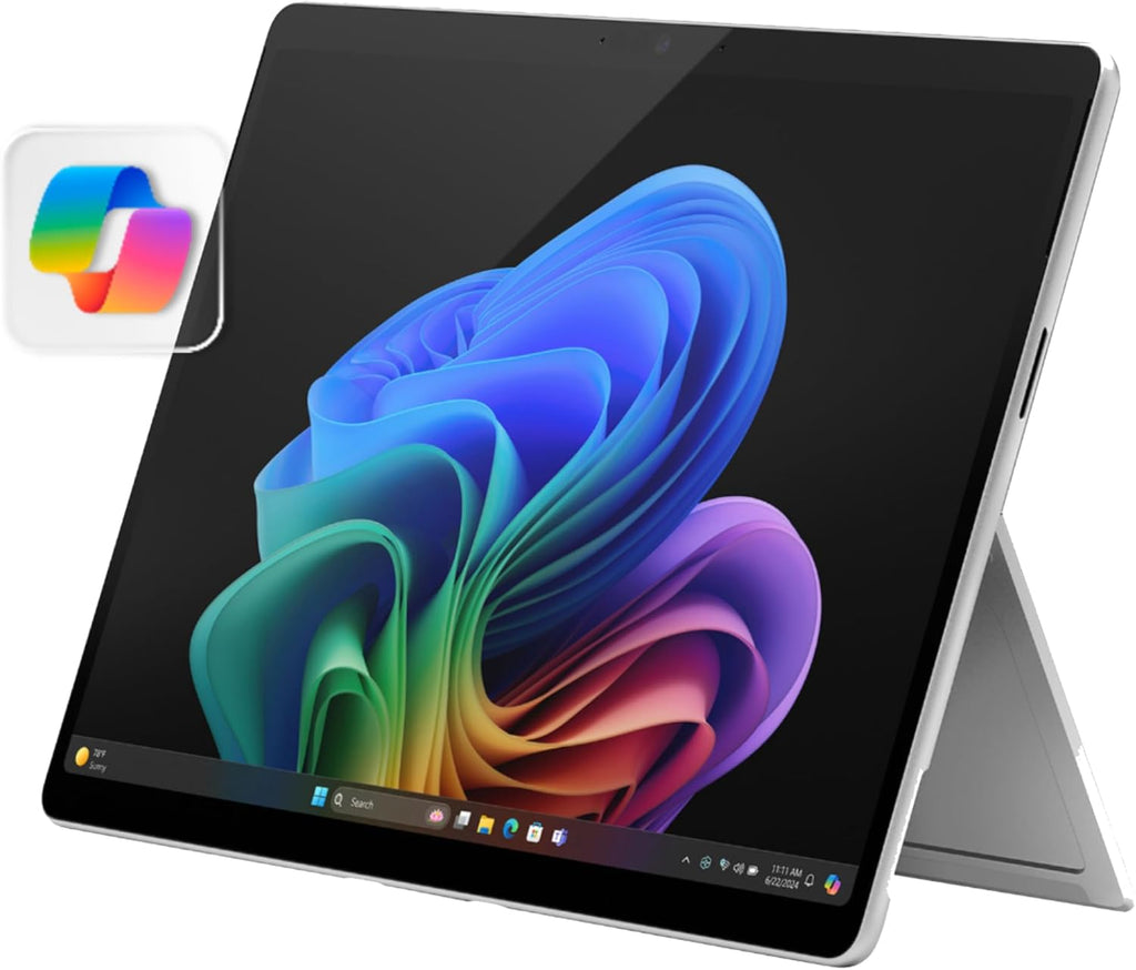 Microsoft Surface Pro 2-en-1 (2024) : ordinateur compact portable/tablette, Windows 11, Copilot+, écran tactile 13 pouces, processeur Snapdragon X Plus (10 cœurs), 16 Go de RAM, 512 Go de stockage, finition platine.