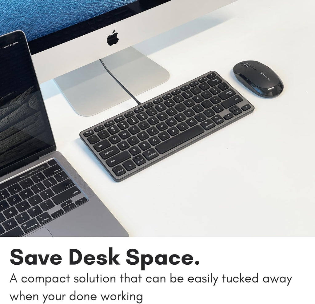 Clavier filaire Macally pour Mac avec hub USB (2 ports USB-C / 1 port USB-A) - Clavier Apple compact compatible avec prise USB 2 en 1 - pour MacBook Pro/Air, Mac mini et iMac