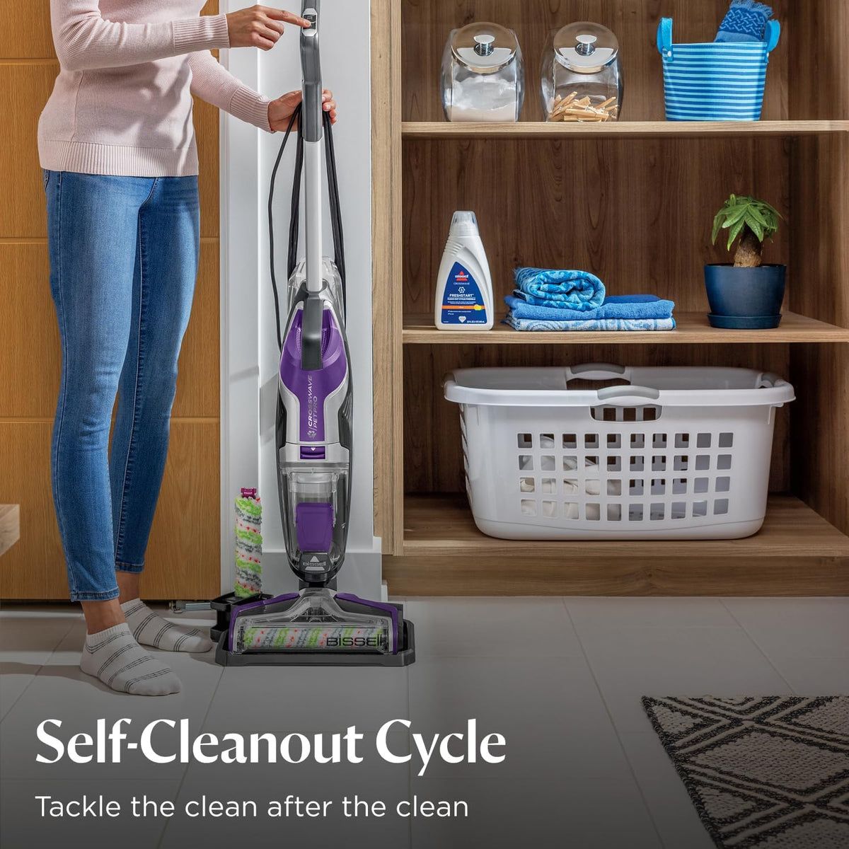 Aspirateur et serpillère tout-en-un BISSELL Crosswave Pet Pro pour sols durs et tapis, violet, 2306A – Modèle pratique