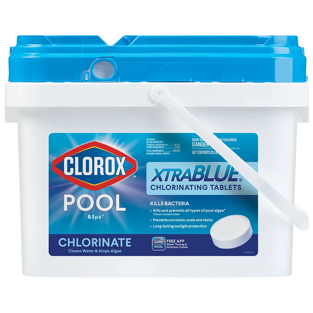 Comprimés de chlore Clorox Pool&Spa XtraBlue 3 pour piscines, 11,3 kg (25 lb) pratique
