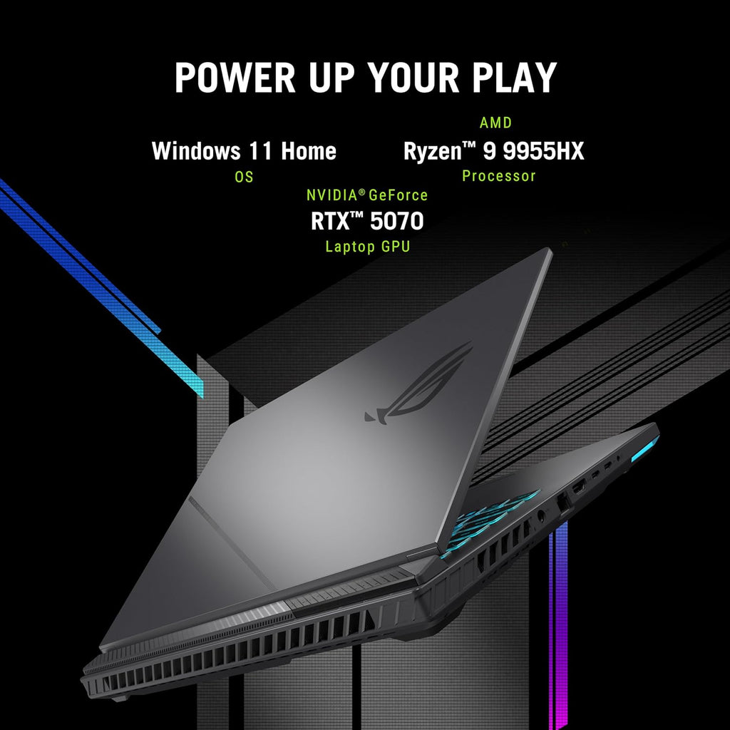 ASUS ROG Strix G16 (2025) Ordinateur compact portable de jeu 16 pouces ROG Nebula 16:10 2,5K 240 Hz/3 ms NVIDIA® GeForce RTX™ 5070 Processeur AMD Ryzen™ 9 9955HX 32 Go DDR5-5600 SSD PCIe Gen 4 1 To Wi-Fi 6E Windows 11 Famille