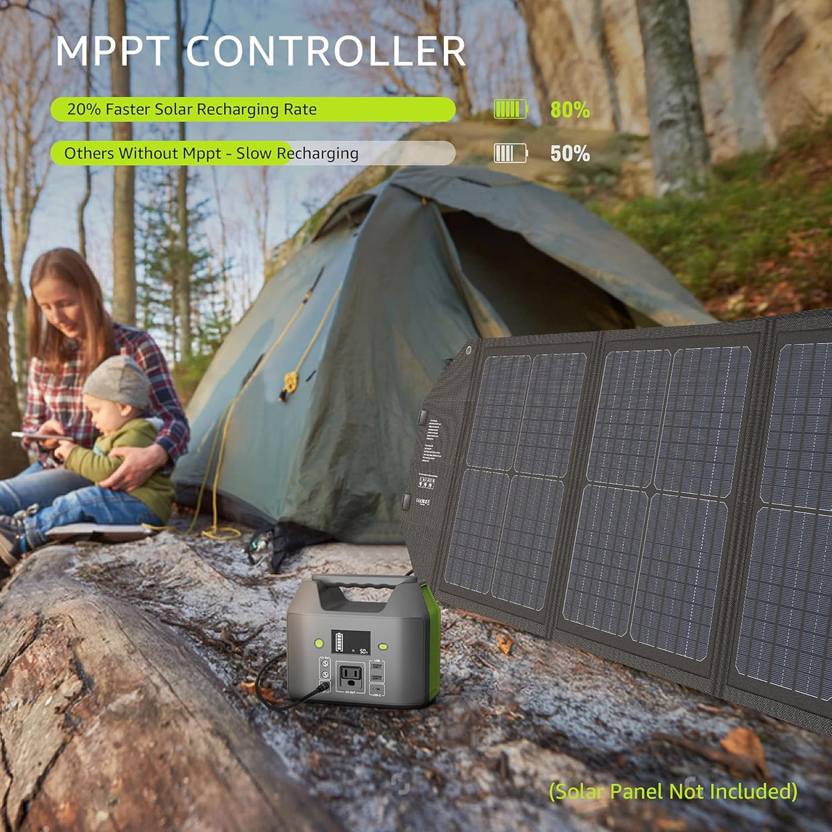 Station d'alimentation compact portable EnginStar, batterie externe 150 W 155 Wh avec prise secteur 110 V, 6 sorties, chargeur d'ordinateur compact portable et lampe LED intégrée pour la maison et le camping.