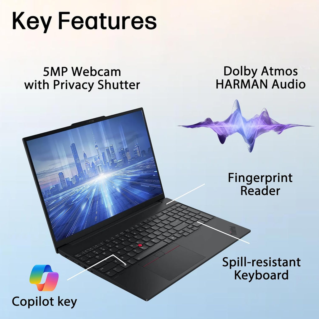 Ordinateur compact portable professionnel Lenovo ThinkPad E16 Gen 3 16" FHD+ - Processeur Intel Ultra 5 225H quadricœur, 16 Go de RAM DDR5, SSD de 512 Go, Wi-Fi 6E, Bluetooth 5.3, clavier rétroéclairé, lecteur d'empreintes digitales, Windows 11 Pro