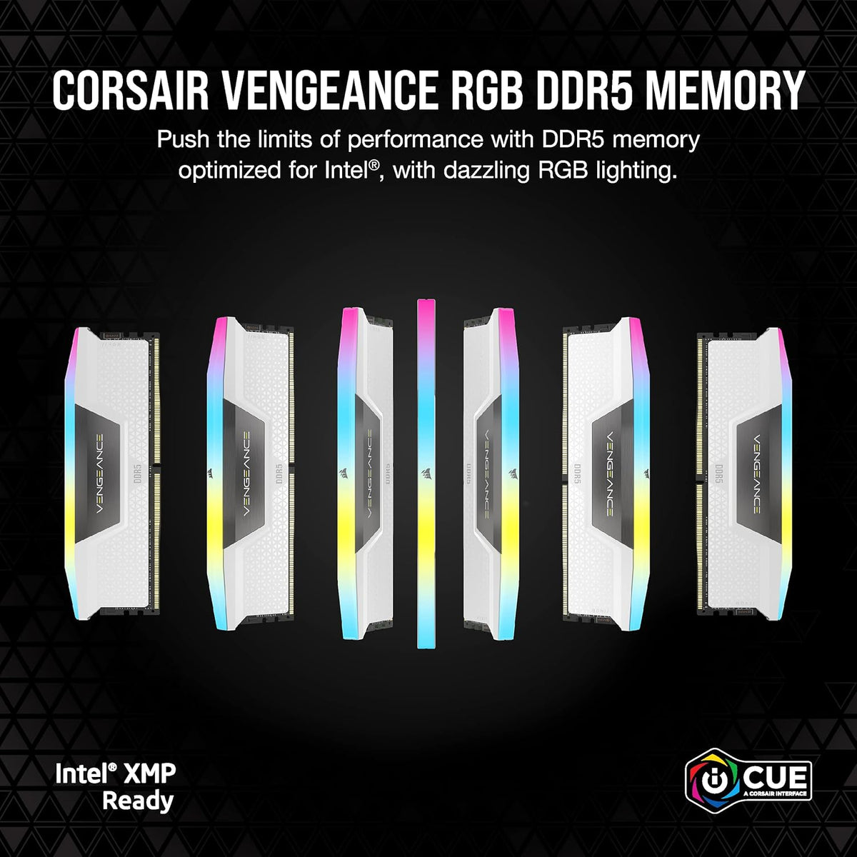 Mémoire RAM CORSAIR Vengeance RGB DDR5 32 Go (2 x 16 Go) 6000 MHz CL36-44-44-96 1,35 V Intel XMP 3.0 pour ordinateur de bureau - Blanche (CMH32GX5M2E6000C36W) – Modèle pratique