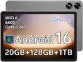 Tablette tactile Android 16 de 10,1 pouces avec processeur octocœur, 20 Go de RAM, 128 Go de ROM extensible jusqu'à 1 To, écran tactile IPS HD 1280 x 800, GPS, autonomie de 8 heures, Wi-Fi 6, Bluetooth 5.2, double caméra (Gris)