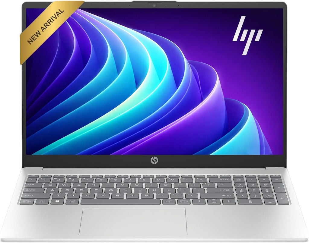 Ordinateur compact portable HP 15,6 pouces Édition 2026 : Processeur Intel N100 quadricœur hautes performances, SSD 128 Go, Copilot AI, Windows 11 Professionnel avec Office 365 pour le Web (sans souris).