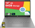 Ordinateur compact portable HP Chromebook 14 Famille et Étudiant, écran HD antireflet 14 pouces, processeur Intel Celeron N4500, 4 Go de RAM, 64 Go de stockage, port USB-C, Wi-Fi 6, autonomie longue durée, charge rapide, hub ICP