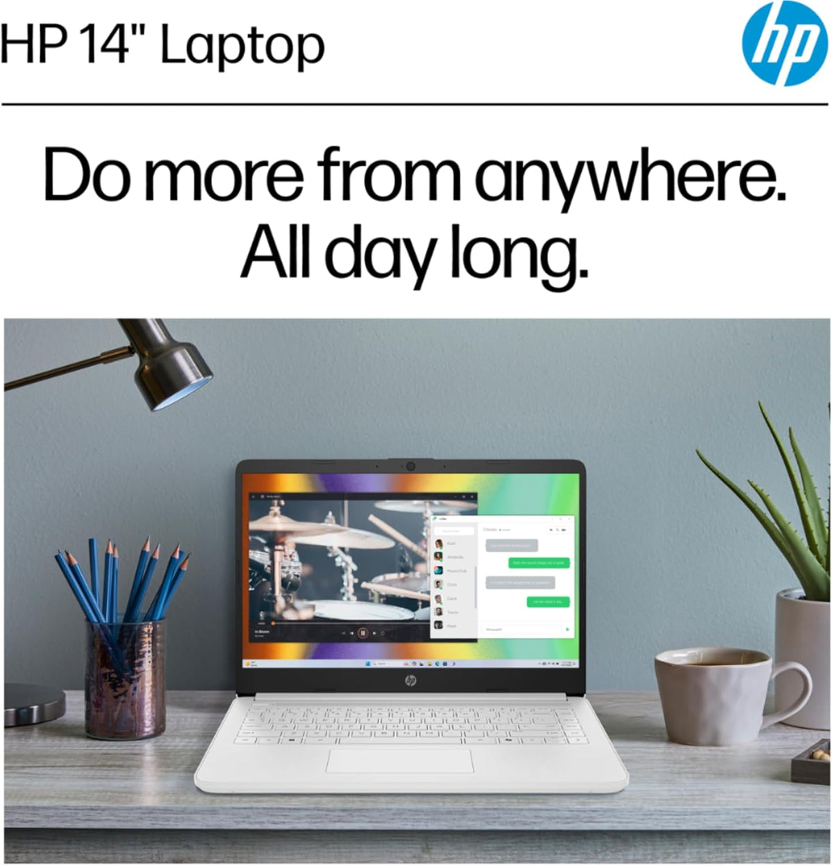 Ordinateur compact portable HP ultra-fin pour étudiants et professionnels | 1 an d'abonnement à Office 365 | Processeur Intel quadricœur, 8 Go de RAM | 1,6 To de stockage (1 To dans le cloud, 512 Go de disque dur externe et 128 Go de SSD) | Windows