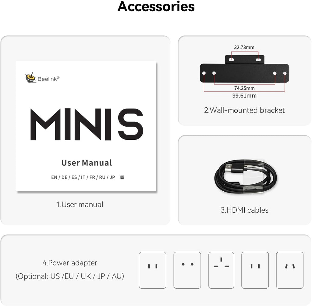 Mini PC Beelink Mini S12 Intel Core N95 quadricœur de 12e génération (allant jusqu'à 3,4 GHz), 8 Go de RAM DDR4, SSD de 256 Go, double sortie HDMI 4K UHD, Ethernet Gigabit, double Wi-Fi 5, Bluetooth 4.2, compatible HTPC et Windows 11 Home.