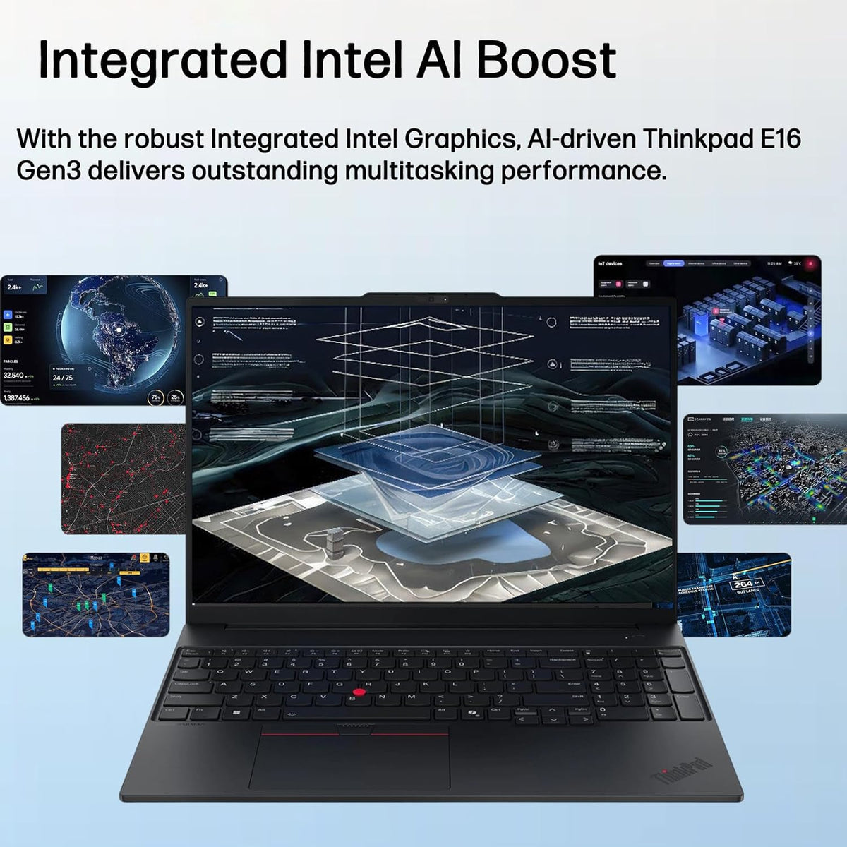 Ordinateur compact portable professionnel Lenovo ThinkPad E16 Gen 3 16" FHD+ - Processeur Intel Ultra 5 225H quadricœur, 16 Go de RAM DDR5, SSD de 512 Go, Wi-Fi 6E, Bluetooth 5.3, clavier rétroéclairé, lecteur d'empreintes digitales, Windows 11 Pro