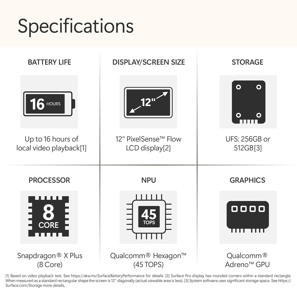 Microsoft Surface Pro 2-en-1 (2025) : ordinateur compact portable/tablette, Windows 11, Copilot+, écran tactile 12 pouces, processeur Snapdragon X Plus (8 cœurs), 16 Go de RAM, 256 Go de stockage, finition platine.