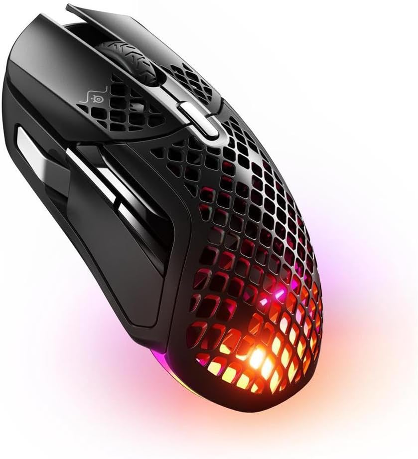 Souris gaming à connectivité sans fil SteelSeries Aerox 5 - RGB perforée - Conception ultra-légère et résistante à l'eau - 9 boutons - Bluetooth/2,4 GHz - Capteur optique TrueMove Air 18 000 DPI