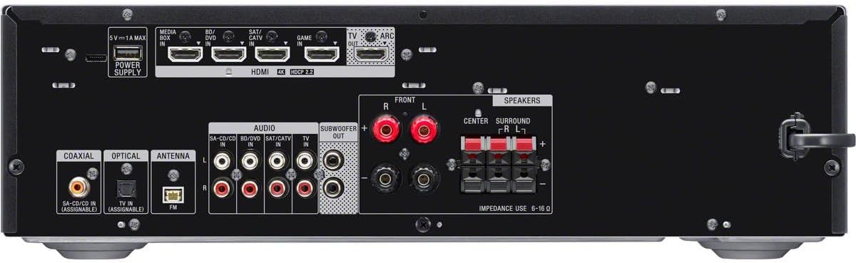 Récepteur home cinéma Sony STRDH590 5.2 canaux doté de son surround : récepteur AV 4K HDR et Bluetooth, noir