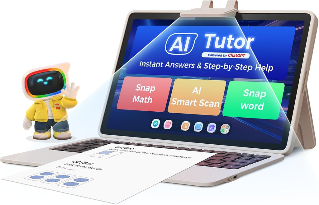Tablette tactile pédagogique IA pour enfants avec contrôle parental - Plus de 50 000 contenus : apprentissage par l'IA (langue, mathématiques, alphabet, vocabulaire, lecture, phonétique, sciences, technologie, ingénierie, arts et mathématiques) pour