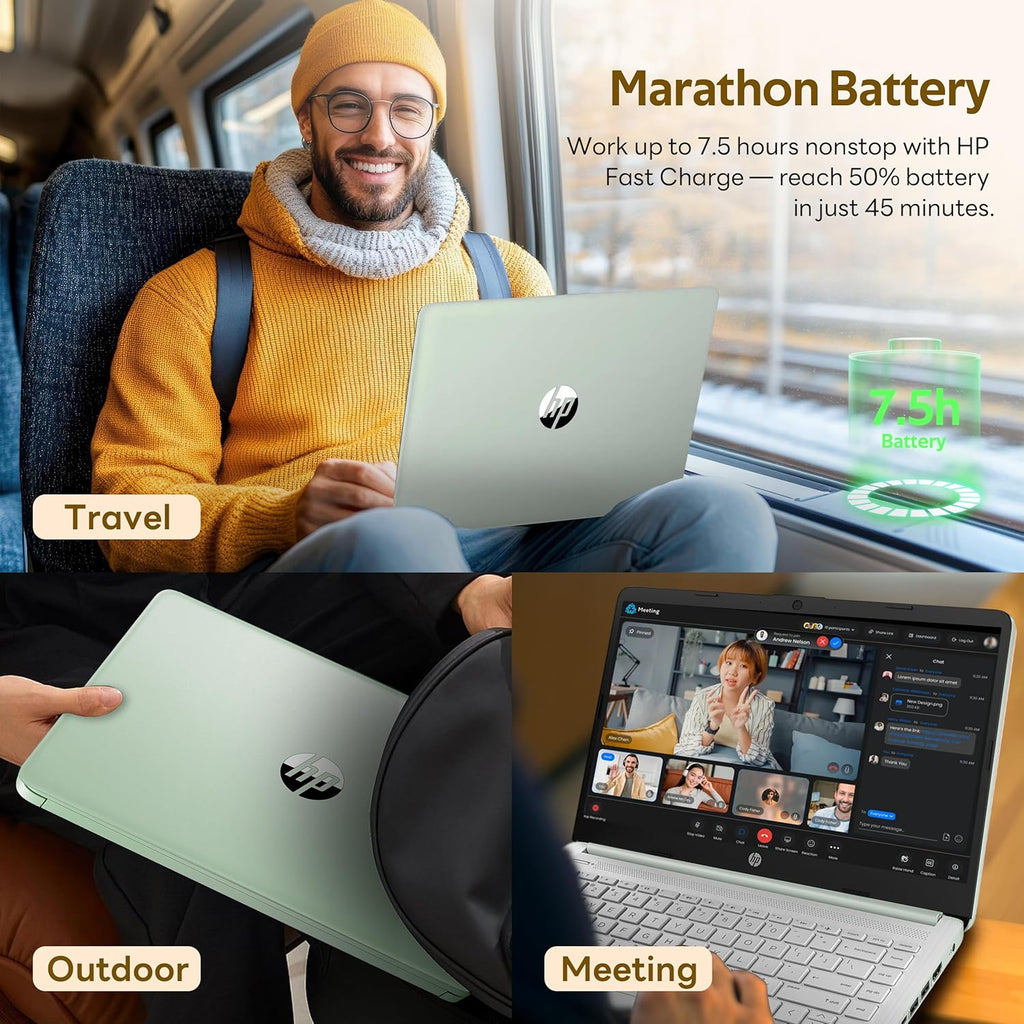Ordinateur compact portable HP Stream 14 HD pour étudiants et professionnels avec AI Copilot, processeur Intel N150, 4 Go de RAM, 1,12 To de stockage (128 Go UFS + station d'accueil de 1 To), abonnement d'un an à Office 365, carte graphique Intel