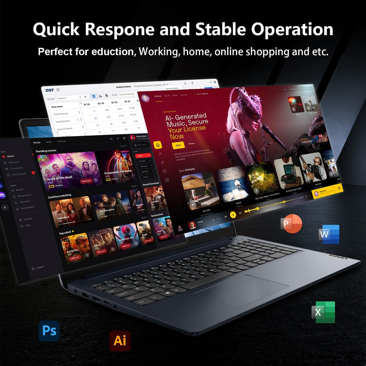 Ordinateur compact portable Lenovo IdeaPad 1i, écran tactile FHD 15,6 pouces, processeur Intel Core i5-1235U, 16 Go de RAM, SSD de 512 Go, webcam, HDMI, Wi-Fi 6, Windows 11 Famille, bleu