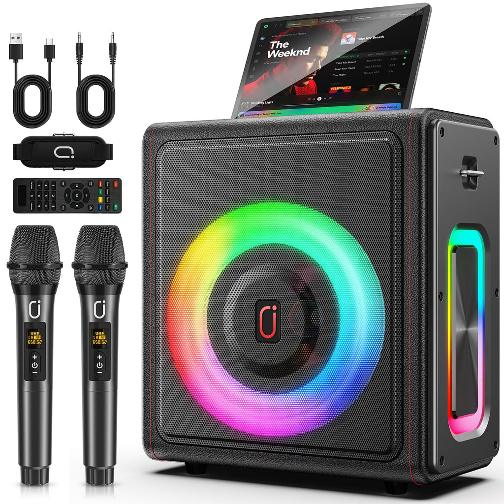 Machine de karaoké PPMIC doté de Bluetooth 5.3 et 2 microphones