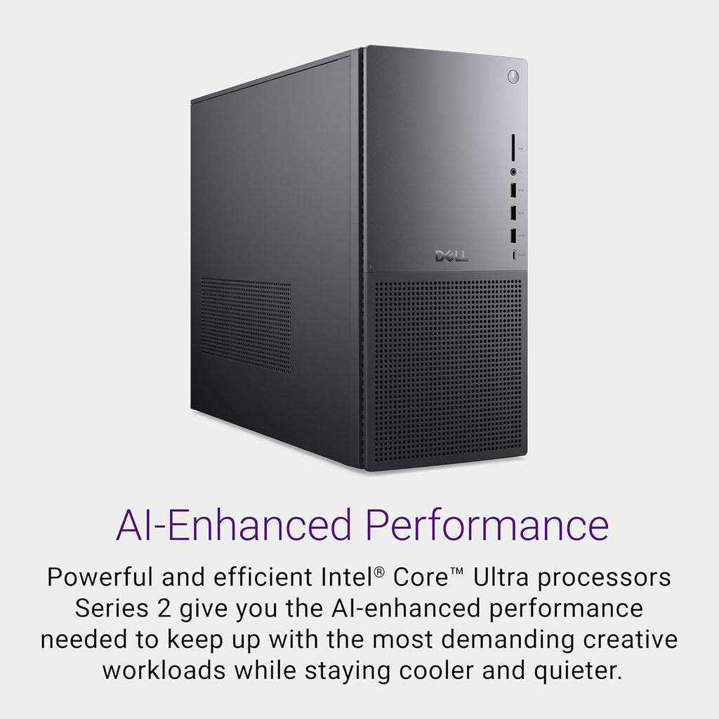 Ordinateur de bureau Dell Tower Plus EBT2250 - Série 2 : Processeur Intel Core Ultra 9 285 à 24 cœurs allant jusqu'à 5,6 GHz, 32 Go de RAM DDR5, SSD NVMe de 1 To, Carte graphique NVIDIA GeForce RTX 4060 8 Go GDDR6, Windows 11 Professionnel Graphite