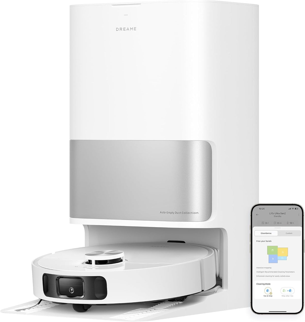 Aspirateur et laveur robot DREAME L10s Ultra Gen 2, aspiration de 10 000 Pa, technologie MopExtend, station de base tout-en-un, vidage automatique après 75 jours, lavage et séchage automatiques, détection intelligente des obstacles, nettoyage de…