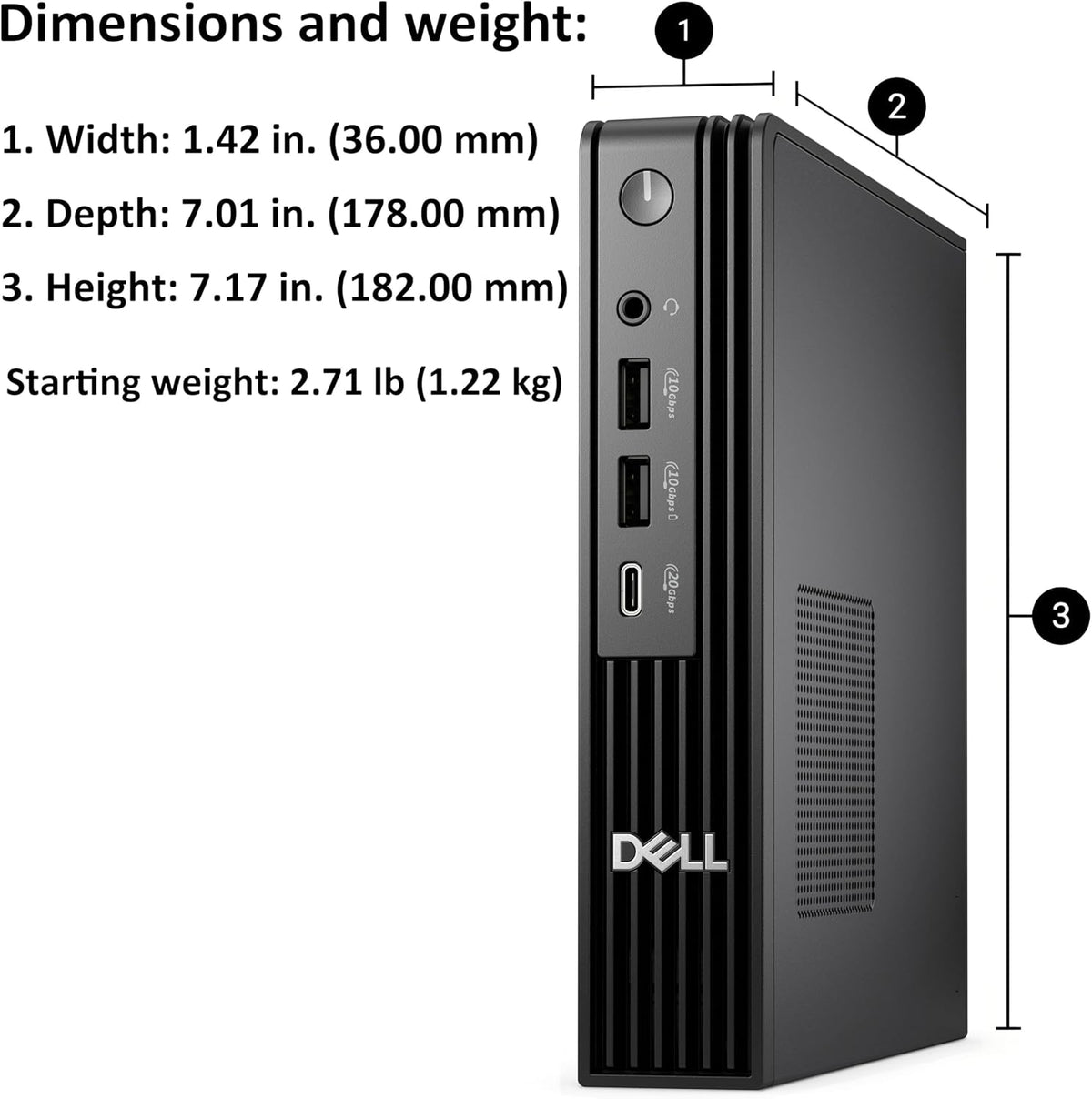 Mini PC Dell Pro Micro Plus (OptiPlex 7000 MFF nouvelle génération) : ordinateur de bureau professionnel, PC IA, processeur Intel Ultra 5 235T à 14 cœurs (supérieur à l'i7-13700T), 16 Go de RAM DDR5, SSD de 512 Go, Wi-Fi 6, Bluetooth, 4 ports…