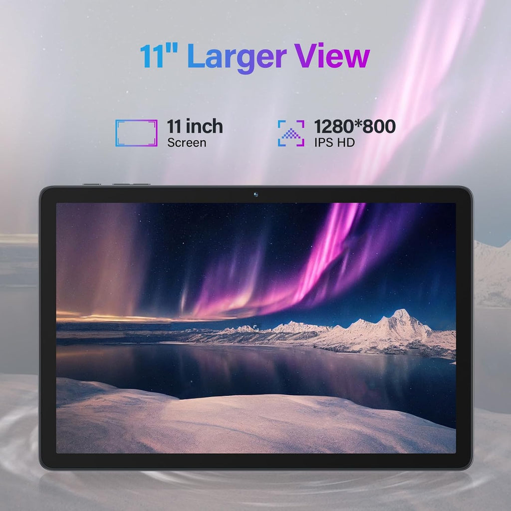 Tablette tactile Android 15 11 pouces (mise à jour 2026) - 16 Go de RAM, 128 Go de ROM (extensible jusqu'à 1 To), Wi-Fi 5G, double caméra 21 Mpx, processeur octa-core MTK8786, Gemini AI 2.0. Livrée avec clavier, souris, film protecteur et étui (gris)