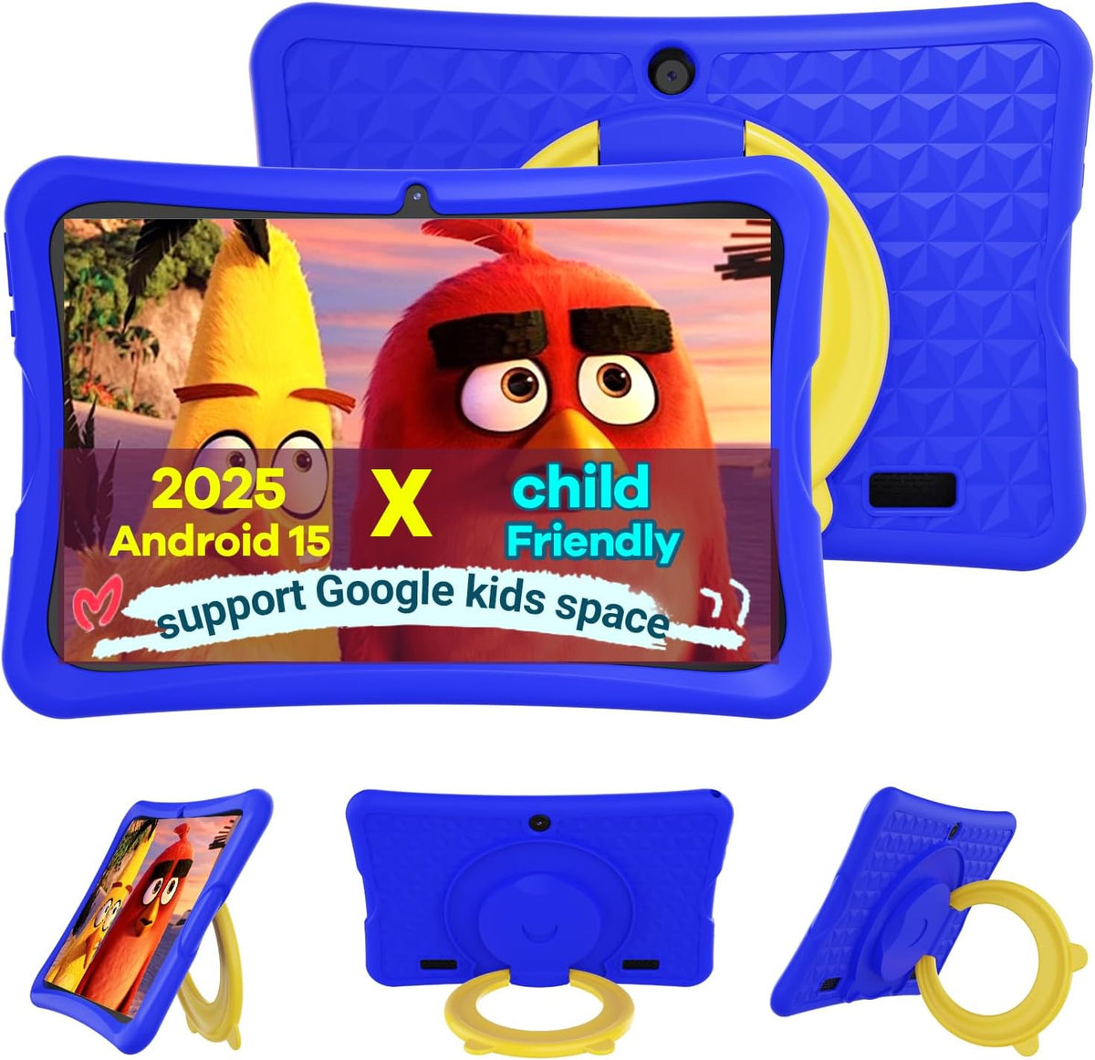 Tablette tactile DigiLand pour enfants 10,1 pouces, Android 15, 6 Go de RAM + 64 Go de ROM (extensible via carte TF), contrôle parental, applications pour enfants préinstallées, double caméra 2 MP + 5 MP, tablette éducative Android avec étui de prote