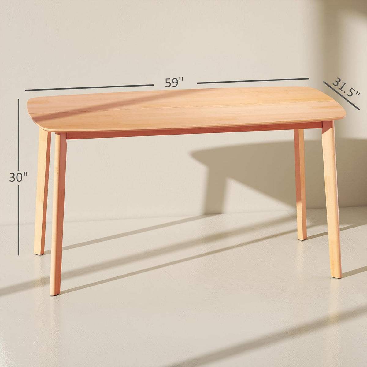 Table de salle à manger HOMCOM en bois massif pour 6 personnes, table de cuisine rectangulaire rustique de 150 cm de long dotée de grand plateau, couleur naturelle