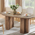 Table de salle à manger ovale moderne en bois OKD de 160 cm (63 pouces) pour 4 à 6 personnes, dotée de piètement stable en forme de T, structure en métal et plateau épais. Table de cuisine robuste idéale pour la salle à manger, la cuisine ou les réun