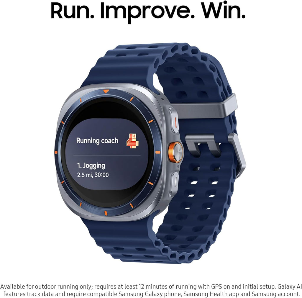Présentation : Samsung Galaxy Watch Ultra (2025) 47 mm LTE, boîtier en titane, coaching du sommeil avancé, coaching de course, score d'énergie, suivi de la fréquence cardiaque, GPS, argent titane, version américaine, garantie 2 ans