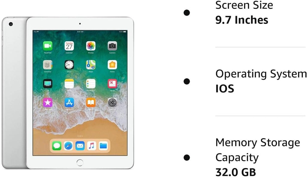 iPad Apple 9,7 pouces (début 2018, 32 Go, Wi-Fi uniquement, argent) MR7G2LL/A (reconditionné) pratique